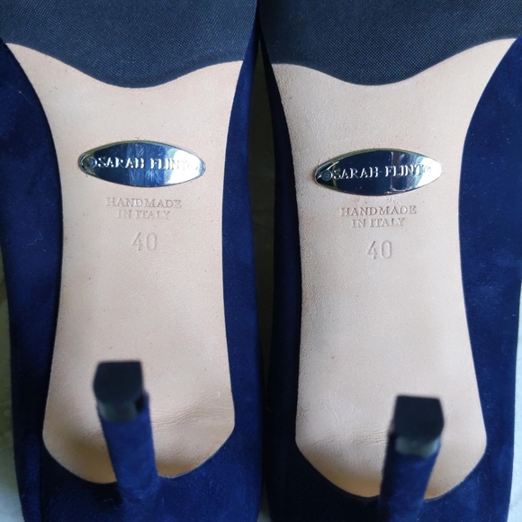 New! 🎉HP🎉 Sarah Flint Navy Blue Suede 85mm Perfect Pump Euro 40 US 9 - Picture 7 of 9